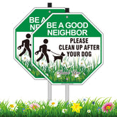 JANLONG dog sign stake 2-pack boosts front-yard visibility for responsible cleanup.