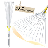 Jardineer adjustable leaf rake head extended for wide or narrow areas.
