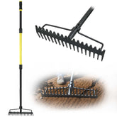 Jardineer Bow Rake with a 59-inch handle for efficient soil leveling and debris cleanup.