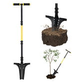 Jardineer root shovel with serrated blade for easy cutting through compact soil.