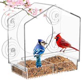 Jarkyfine clear window bird feeder with tray for easy refills and cleaning