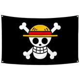 Jaswqaz One Piece flag with Luffy straw hat for cosplay display