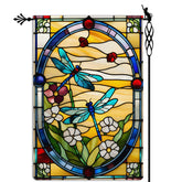 Jauageon dragonfly garden flag with stained glass style welcomes guests outdoors.