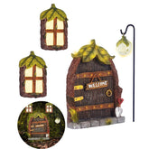 Jauay fairy door kit on tree enhances garden whimsy