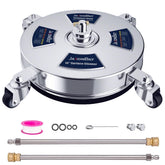 JaxonBilt 14-inch surface cleaner on driveway speeds up cleaning.