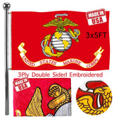 Jayus embroidered US Marine Corps flag 3x5 for outdoor display with bold emblem