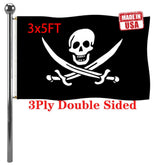 Jayus Jolly Roger flag exterior 3x5 with double-sided vivid colors for outdoor display
