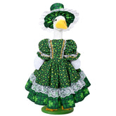 JcHrmers St. Patrick's Day goose outfit on outdoor statue enhances curb appeal.