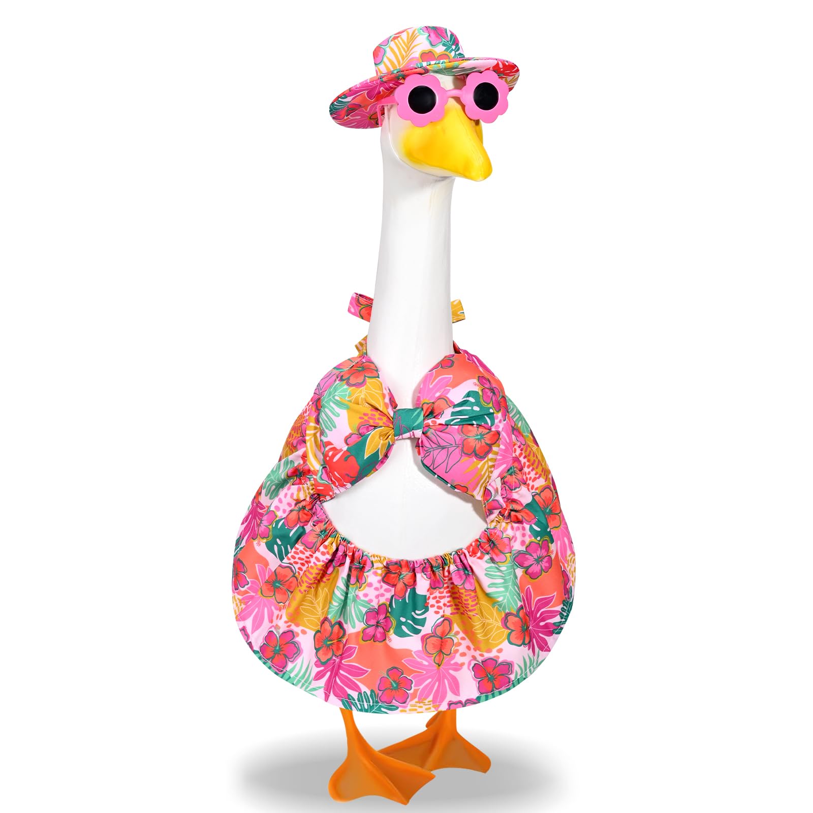 JcHrmers Hawaiian porch goose outfit hat enhances garden decor