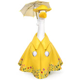 JcHrmers Raincoat Goose Outfit with umbrella adds festive spring charm to outdoor decor.