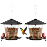 Jealoeur outdoor hanging bird feeder with lid for easy filling.