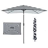 JEAREY rectangular patio umbrella provides wide shade for outdoor dining.