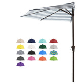 JEAREY 9ft half umbrella against a wall, ideal for compact patio spaces.