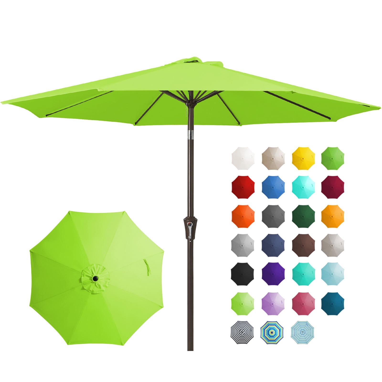 JEAREY 9ft outdoor umbrella, angle view with broad patio shade