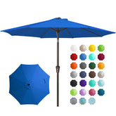 JEAREY 9FT royal blue canopy provides wide shade for outdoor dining.