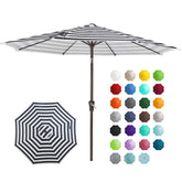 JEAREY 9ft striped canopy provides broad shade for outdoor dining