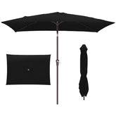 JEAREY rectangle patio umbrella with wide shade for table and chairs.