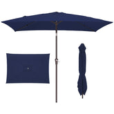 JEAREY rectangular navy umbrella shading a table for six