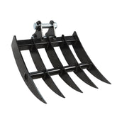 Jecoupoon mini excavator wide backhoe rake with 90mm span for faster soil tasks.