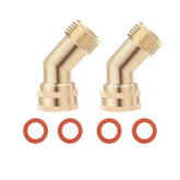 Jeeker 45-degree garden hose elbow reduces strain on RV water lines.