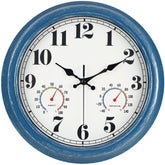 Jenlystime 13-inch outdoor clock face in blue with large numbers for easy reading.