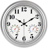 JENLYSTIME 13-Inch outdoor clock with silver face for easy outdoor time reading.