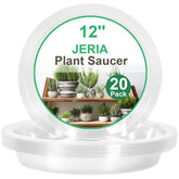 JERIA 12-inch clear plant saucer, 20-pack, fits pots under 11 inches.