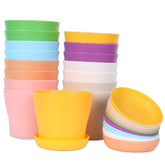 JERIA 16-pack 4-inch plastic flower pots with pallet, ideal for seed starting.