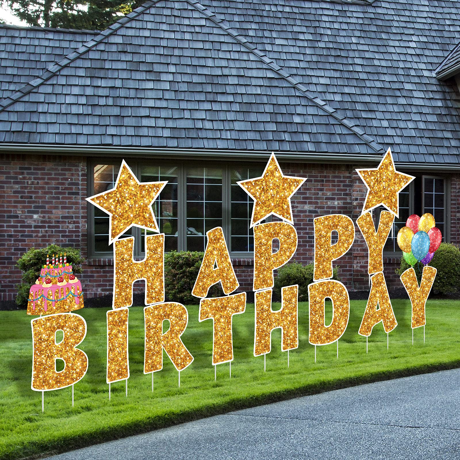 Jetec 18-Piece Happy Birthday Yard Signs with Stakes – 16-Inch Outdoor ...