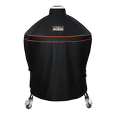 JIESUO grill cover for Kamado Big Joe 24-inch shields against rain and sun.