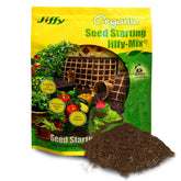Jiffy seed starting mix bag front, premium blend for healthy germination