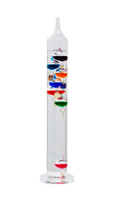 JINGYUE Galileo thermometer with seven colored spheres for stylish home décor and ambient temperature cues.