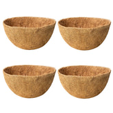 JINYICOCO 4-pack 12-inch coco liner for hanging baskets enhances drainage and rustic appeal.