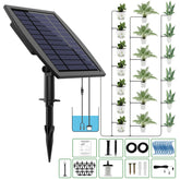 JIYANG solar automatic drip irrigation kit on balcony garden for worry-free plant care.