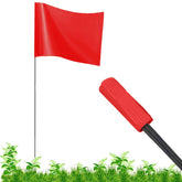 JIZHGRAD red marking flags provide high visibility for yard boundaries.