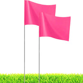 JIZHGRAD pink marker flags for yard marking, high visibility in grass