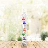JJ Care Galileo thermometer 11 inch glass displays temperature with bold colors