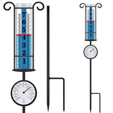 JMBay rain gauge with thermometer for outdoor weather readings