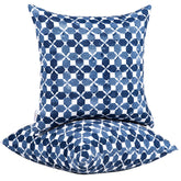 JMGBird outdoor pillow with white background and blue diamond petals for patio decor.