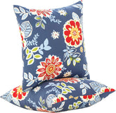 JMGBird weather-resistant outdoor pillow with red flowers on blue background for patio seating.