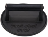 JNXHON Best Chef Ever grill press on stove for even searing with round surface