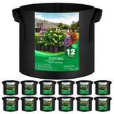 JNYONG 12-pack 10-gallon thickened non-woven bags promote breathable root growth.
