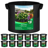 JNYONG 12-pack 3-gallon grow bags with handles for easy relocation.