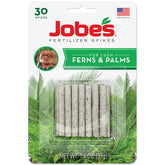 Jobe's Fern & Palm Spikes packaging easy mess-free root feeding for lush indoor foliage.