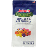 Jobe's Organics granular fertilizer bag ready for garden application to boost blooms