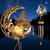 JOBOSI Moon Butterfly wind chime for outdoors with oversized butterfly design and soothing tones.