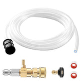 JOEJET brass-body downstream injector ready for chemical application with a pressure washer