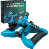 Joeys Garden Sprinkler base stability keeps the unit steady during lawn watering
