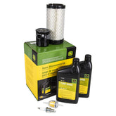 John Deere LG258 OEM filter kit packaging showing included parts for at-home maintenance