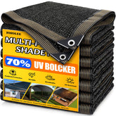 JOJOLEE 70% shade cloth on patio provides cooling shade for outdoor seating